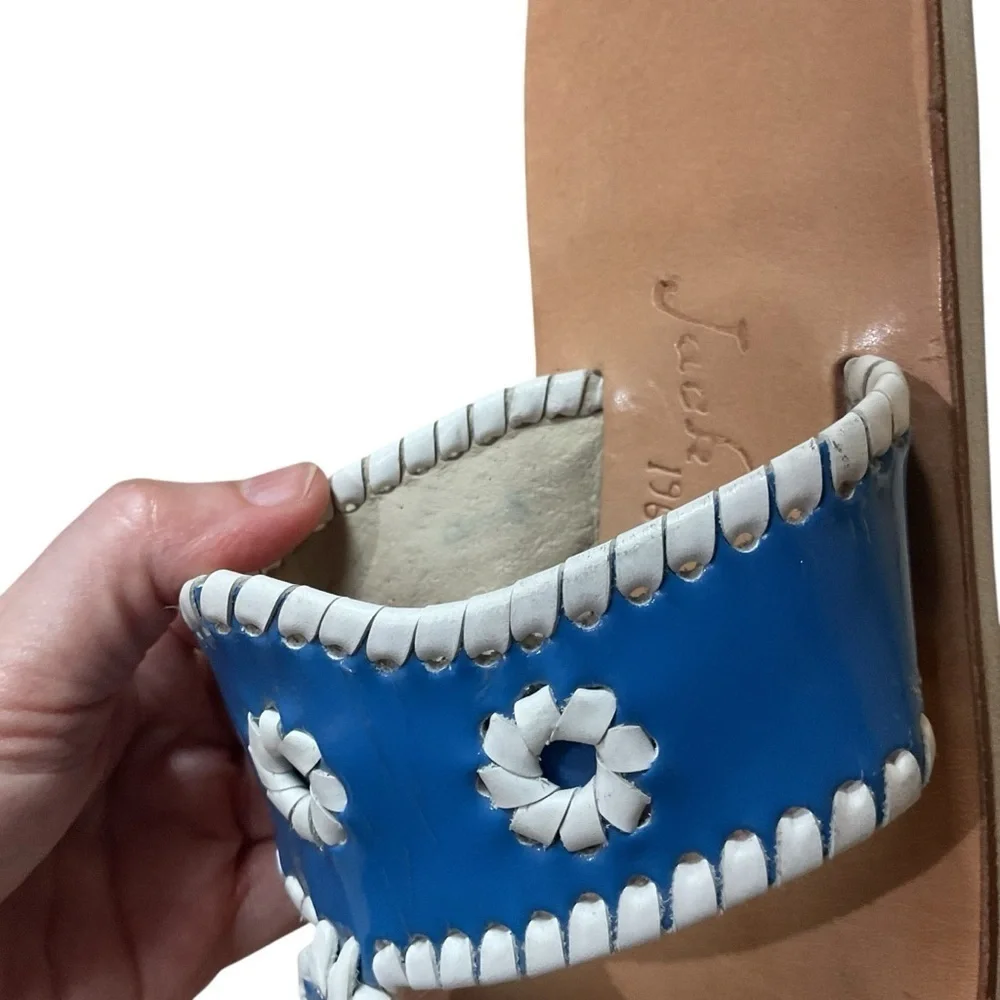 Jack Rogers Women's Size 8 Thong Sandals Flats Artisan Leather Woven Medallion